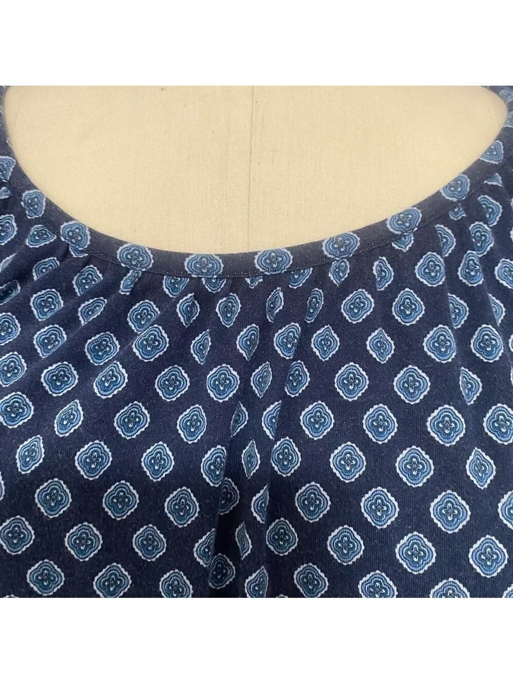 Michael Kors Blue and White 3/4 Sleeve Blouse flutter sleeve size M
